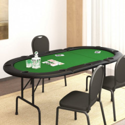 Pokertisch Klappbar 10 Spieler Grün 206x106x75 cm