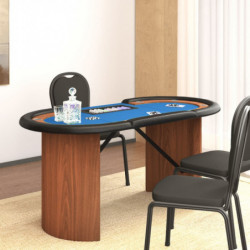 Pokertisch 10 Spieler mit Chipablage Blau 160x80x75 cm