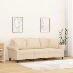 3-Sitzer-Sofa mit Kissen Creme 180 cm Stoff