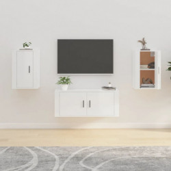 TV-Wandschränke 2 Stk. Hochglanz-Weiß 40x34,5x60 cm