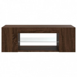 TV-Schrank mit LED-Leuchten Braun Eichen-Optik 90x39x30 cm