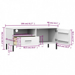 TV-Schrank OSLO mit Metallbeinen Weiß Massivholz Kiefer