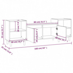 TV-Schrank Braun Eichen-Optik 160x35x55 cm Holzwerkstoff