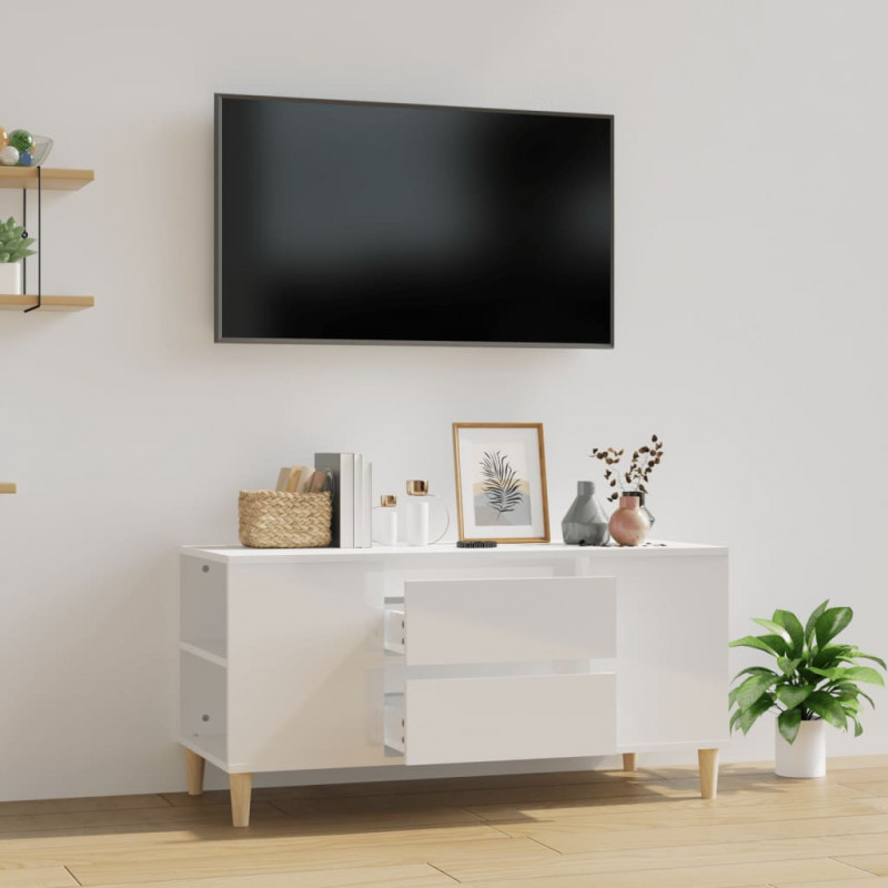 TV-Schrank Hochglanz-Weiß 102x44,5x50 cm Holzwerkstoff