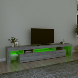 TV-Schrank mit LED-Leuchten Grau Sonoma 215x36,5x40 cm