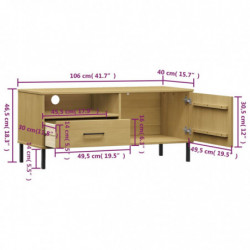 TV-Schrank OSLO mit Metallbeinen Braun Massivholz Kiefer