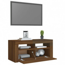 TV-Schrank mit LED-Leuchten Braun Eichen-Optik 90x35x40 cm