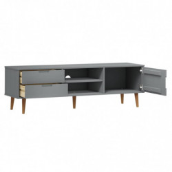 TV-Schrank MOLDE Grau 158x40x49 cm Massivholz Kiefer