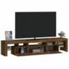 TV-Schrank mit LED-Leuchten Braun Eichen-Optik 200x36,5x40 cm