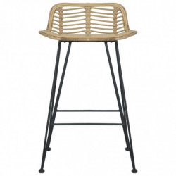 Barhocker 2 Stk. Rattan Natur