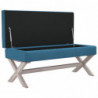 Hocker mit Stauraum Blau 110x45x49 cm Samt