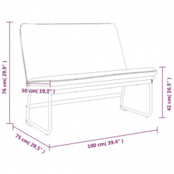 Sitzbank Creme 100x75x76 cm Stoff