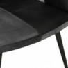 Sessel mit Hocker Schwarz Echtleder und Canvas