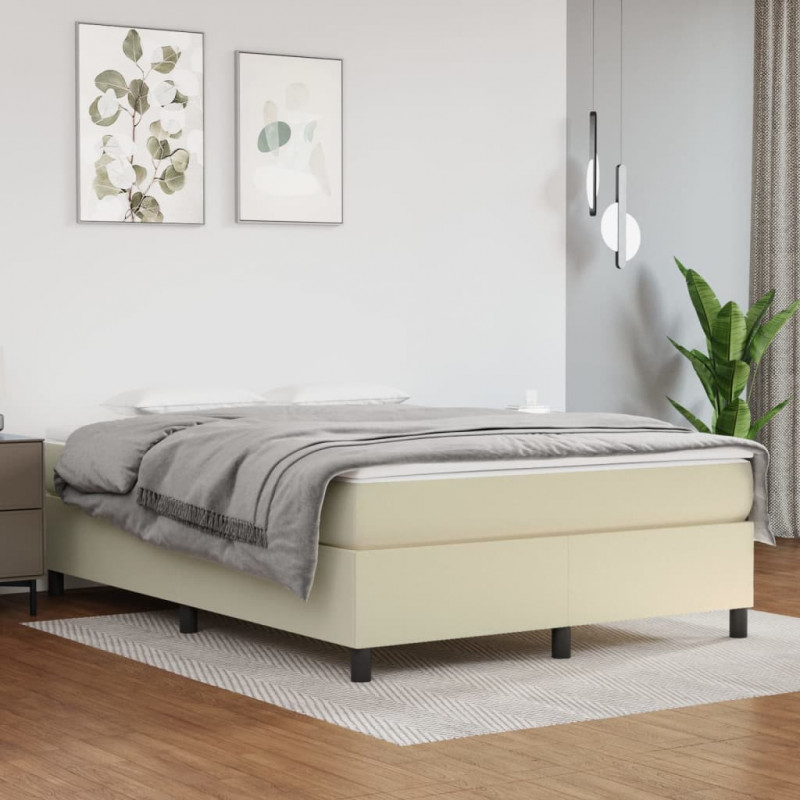 Boxspringbett Creme 140x200 cm Kunstleder