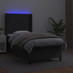 Boxspringbett mit Matratze & LED Schwarz 80x200 cm Kunstleder