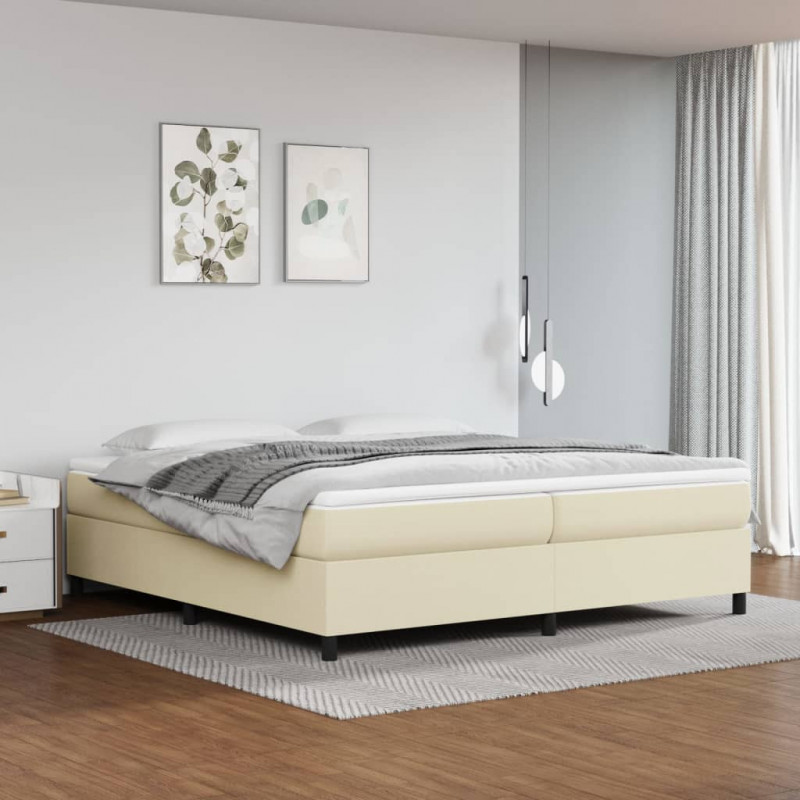 Boxspringbett mit Matratze Creme 200x200 cm Kunstleder