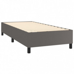 Boxspringbett Grau 100x200 cm Kunstleder