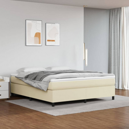 Boxspringbett mit Matratze Creme 160x200 cm Kunstleder