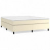 Boxspringbett mit Matratze Creme 160x200 cm Kunstleder