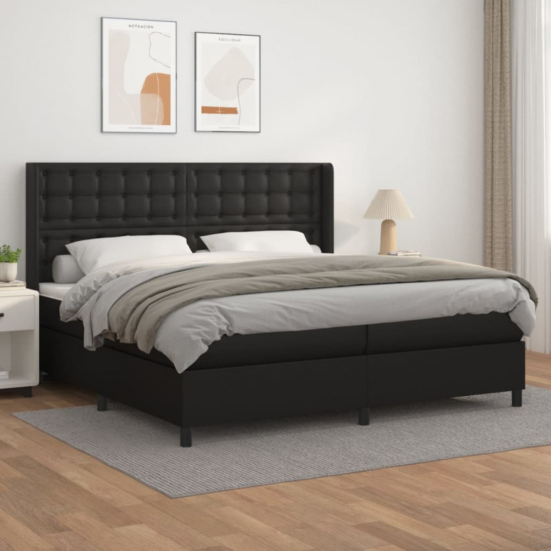 Boxspringbett mit Matratze Schwarz 200x200 cm Kunstleder