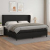 Boxspringbett mit Matratze Schwarz 200x200 cm Kunstleder