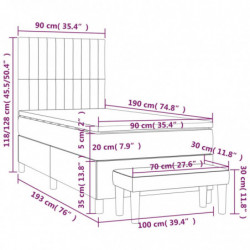 Boxspringbett mit Matratze Schwarz 90x190 cm Stoff