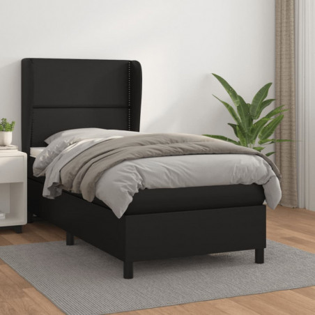 Boxspringbett mit Matratze Schwarz 90x190 cm Kunstleder