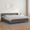 Boxspringbett mit Matratze Grau 200x200 cm Kunstleder