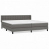 Boxspringbett mit Matratze Grau 200x200 cm Kunstleder