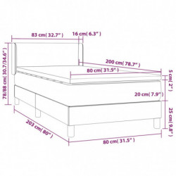 Boxspringbett mit Matratze Dunkelgrau 80x200 cm Samt