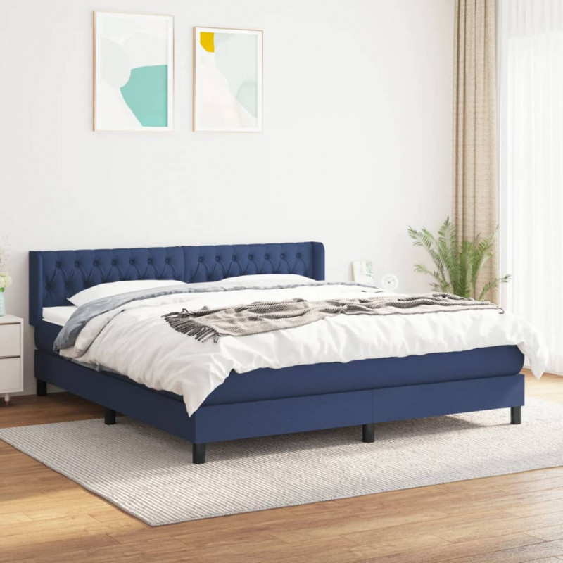 Boxspringbett mit Matratze Blau 180x200 cm Stoff