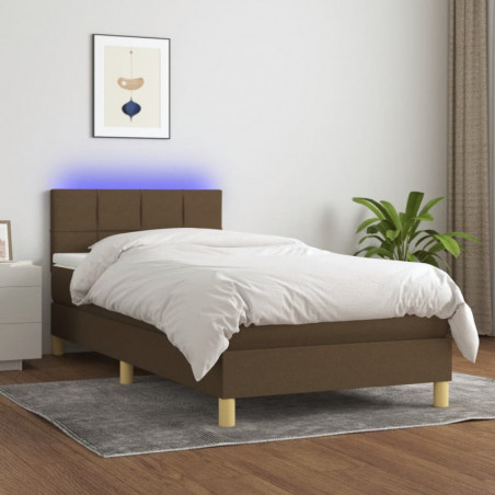 Boxspringbett mit Matratze & LED Dunkelbraun 80x200 cm Stoff