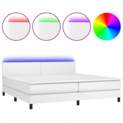 Boxspringbett mit Matratze & LED Weiß 200x200 cm Kunstleder