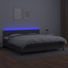 Boxspringbett mit Matratze & LED Grau 200x200 cm Kunstleder