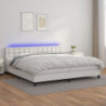 Boxspringbett mit Matratze & LED Weiß 200x200 cm Kunstleder