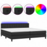 Boxspringbett mit Matratze & LED Schwarz 200x200 cm Kunstleder