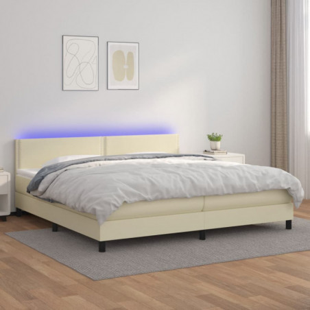 Boxspringbett mit Matratze & LED Creme 200x200 cm Kunstleder