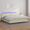 Boxspringbett mit Matratze & LED Creme 200x200 cm Kunstleder