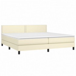 Boxspringbett mit Matratze & LED Creme 200x200 cm Kunstleder