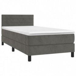 Boxspringbett mit Matratze & LED Dunkelgrau 80x200 cm Samt