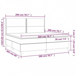 Boxspringbett mit Matratze & LED Weiß 200x200 cm Kunstleder