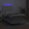 Boxspringbett mit Matratze & LED Weiß 80x200 cm Kunstleder