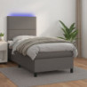 Boxspringbett mit Matratze & LED Grau 80x200 cm Kunstleder