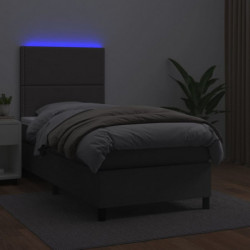 Boxspringbett mit Matratze & LED Grau 80x200 cm Kunstleder