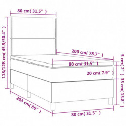 Boxspringbett mit Matratze & LED Grau 80x200 cm Kunstleder