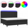 Boxspringbett mit Matratze & LED Schwarz 200x200 cm Kunstleder