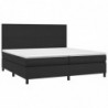 Boxspringbett mit Matratze & LED Schwarz 200x200 cm Kunstleder