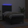 Boxspringbett mit Matratze & LED Schwarz 90x190 cm Kunstleder
