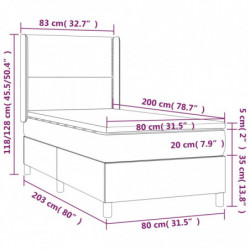 Boxspringbett mit Matratze & LED Grau 80x200 cm Kunstleder