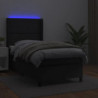 Boxspringbett mit Matratze & LED Schwarz 90x190 cm Kunstleder